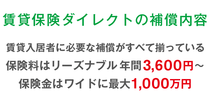 一目で分かる!賃貸保険ダイレクトの補償内容